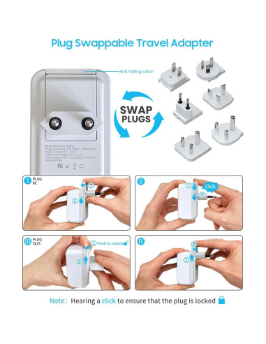 Adaptador de Viaje Universal VINTAR 5 en 1 con 3 USB 17W