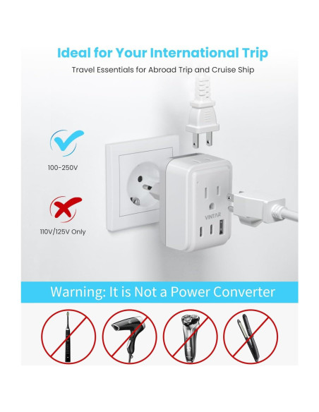 Adaptador de Viaje Universal VINTAR 5 en 1 con 3 USB 17W