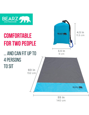 Manta de bolsillo BEARZ Outdoor impermeable 152x140 cm azul