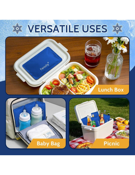 Paquetes de Hielo Reutilizables Farochy 2PCS 17x11cm