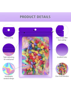 100 Bolsas Mylar Reutilizables LoraLosa 6.1x10.2 cm a Prueba de Olores 2