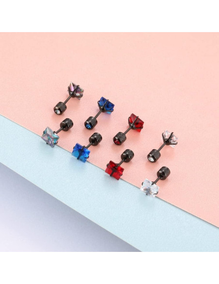 Pendientes Hopply Acero Inoxidable Quirúrgico 6mm 4 Pares