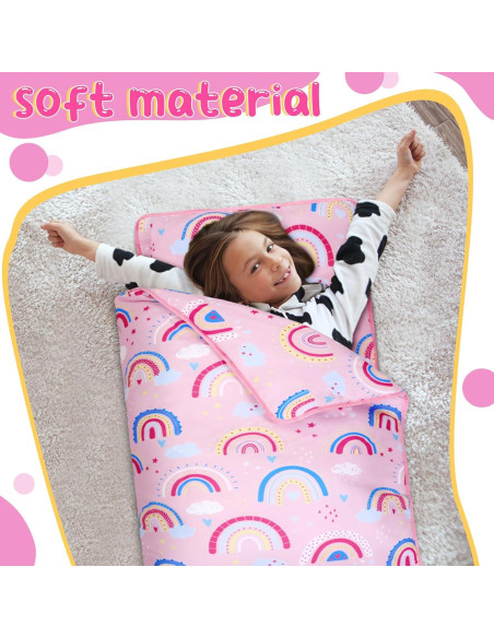Esteras para Niños Newwiee con Almohada y Manta Boho Arcoíris