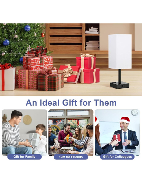 Lámpara de Mesa Táctil Aooshine Blanca con USB y Bombilla E26