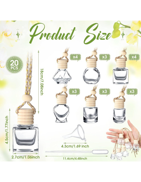 20 Botellas Difusoras de Aceite Esencial Inbagi Vidrio Transparente