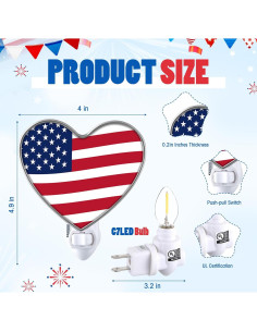 Luz Nocturna LED Corazón Kittmip 10x12.45cm Patriótica 2