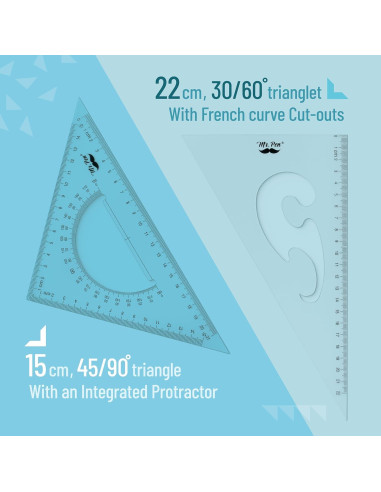 Set de Reglas Triangulares Mr. Pen 22 y 15 cm Plástico