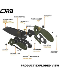 Cuchillo Plegable CJRB Maileah 3" Acero AR-RPM9 Verde Militar 2