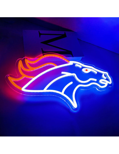 Luz de Neón LED Brineon Fútbol Americana 25x37cm Azul-Bronco