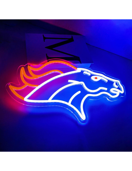 Luz de Neón LED Brineon Fútbol Americana 25x37cm Azul-Bronco