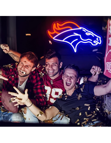 Luz de Neón LED Brineon Fútbol Americana 25x37cm Azul-Bronco