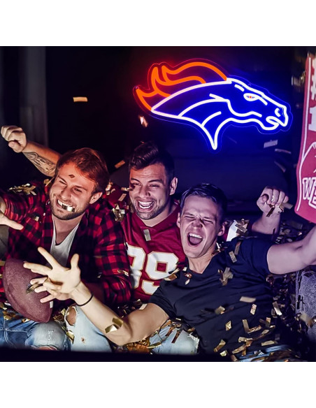 Luz de Neón LED Brineon Fútbol Americana 25x37cm Azul-Bronco