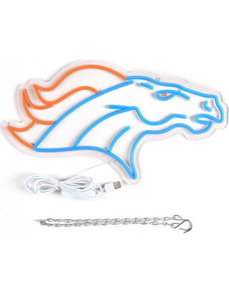 Luz de Neón LED Brineon Fútbol Americana 25x37cm Azul-Bronco