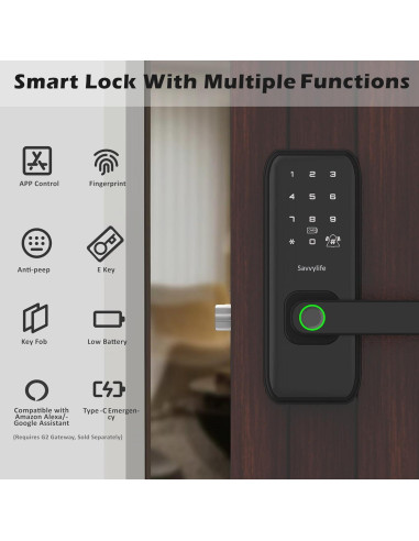 Cerradura Inteligente Savvylife M1 Biometrica con Teclado