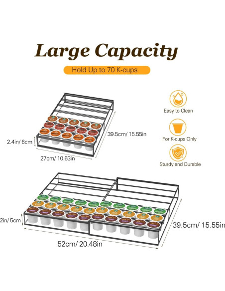 Soporte para Cápsulas de Café Kssiaz, Organizador Expandible Negro