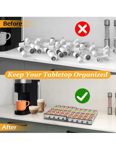 Soporte para Cápsulas de Café Kssiaz, Organizador Expandible Negro