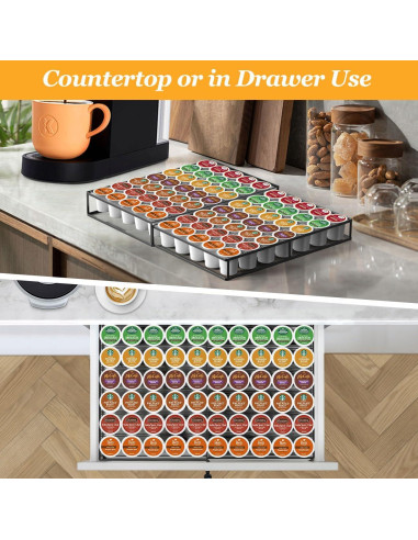 Soporte para Cápsulas de Café Kssiaz, Organizador Expandible Negro