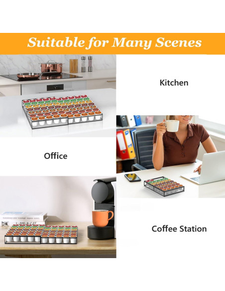 Soporte para Cápsulas de Café Kssiaz, Organizador Expandible Negro