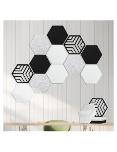 Paquete de 12 Paneles Acústicos Hexagonales Autoadhesivos 35.6x30.5cm