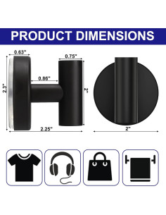 Ganchos de Ventosa Efanr para Ducha y Baño - Acero Inoxidable Negro 2