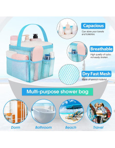 Caddy de Ducha Portátil Attmu Azul Bebé con 8 Bolsillos 2