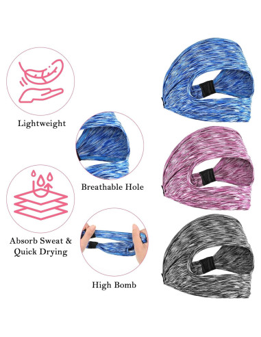 3 Máscaras de Sudor VR JIEYAO Ajustables Transpirables 24x16cm