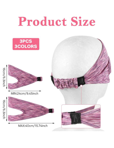 3 Máscaras de Sudor VR JIEYAO Ajustables Transpirables 24x16cm