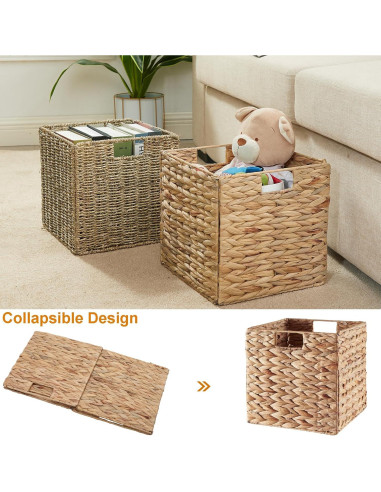 Cesta de Almacenamiento Plegable Vagusicc 23x23x23 cm Hierba Marina
