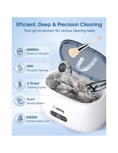 Limpiador Ultrasónico de Joyería Adiding 650mL 5 Modos Azul