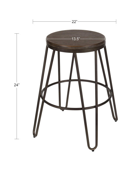 Taburetes de Bar Kate y Laurel Tully, Juego de 4, Gris, 61 cm