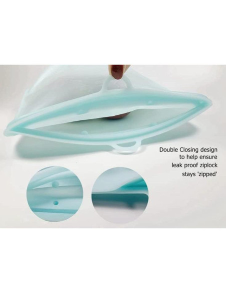 Bolsas de Silicona Reutilizables 3R - 3 Tamaños, A prueba de Fugas