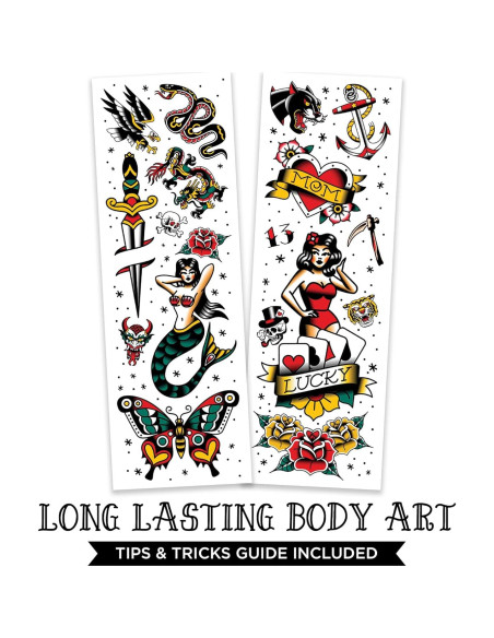 Tatuajes Temporales Tradicionales Americanos Savvi - 18 Piezas