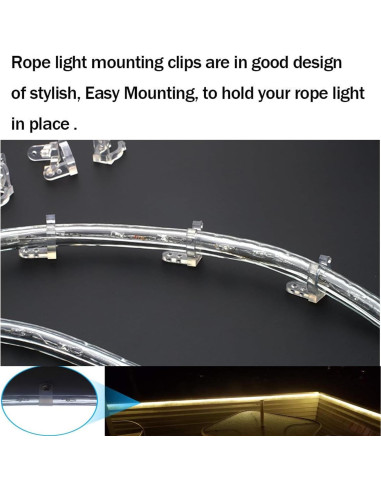 50 Clips de Cuerda LED TiTiToo + 100 Tornillos de Instalación