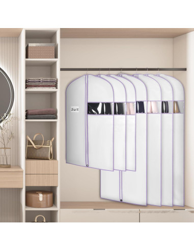 Bolsa de Ropa para Almacenamiento Univivi 40" 5 Piezas Blanca/Púrpura