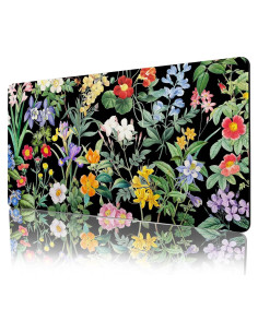 Alfombrilla de escritorio floral negra Lokigo 80x40cm XXL