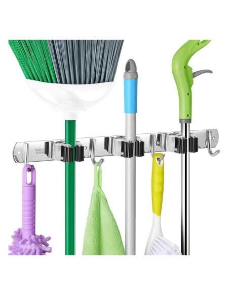 Soporte de Escoba y Mopa IMILLET Acero Inoxidable 3 Estantes