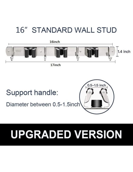 Soporte de Escoba y Mopa IMILLET Acero Inoxidable 3 Estantes