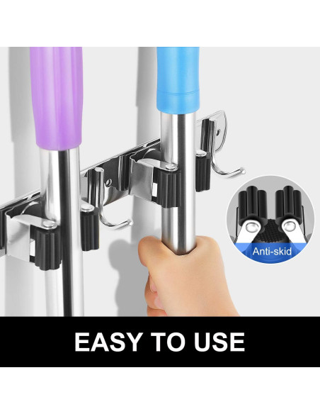 Soporte de Escoba y Mopa IMILLET Acero Inoxidable 3 Estantes