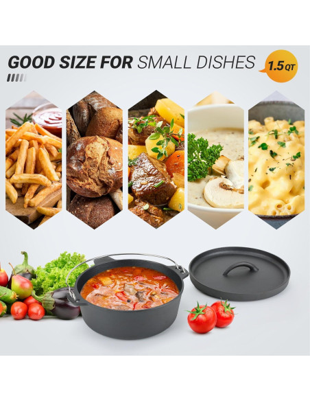 Olla de Hierro Fundido 1.5QT Northriver Casting con Tapa