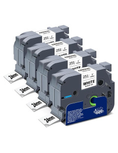 Cinta de Etiqueta Laminada Absonic 24mm Negra sobre Blanca - 4 Pack