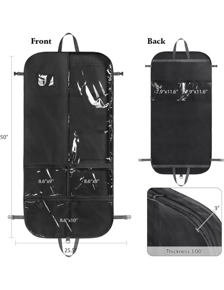 Bolsa de Traje de Danza Univivi 50 Pulgadas Negra con Bolsillos