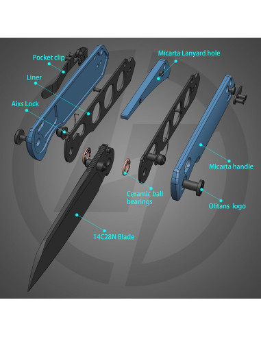 Cuchillo Plegable OLITANS G062 Acero 14C28N 8.5cm Camping