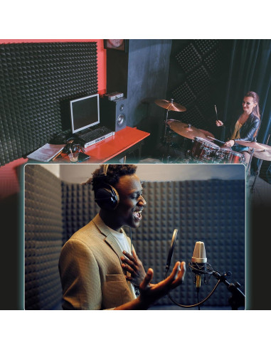 Paneles Acústicos JBER 24Pack Pirámide 5.08cm Negro