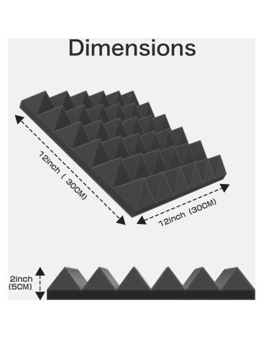 Paneles Acústicos JBER 24Pack Pirámide 5.08cm Negro
