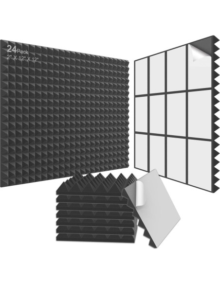 Paneles Acústicos JBER 24Pack Pirámide 5.08cm Negro
