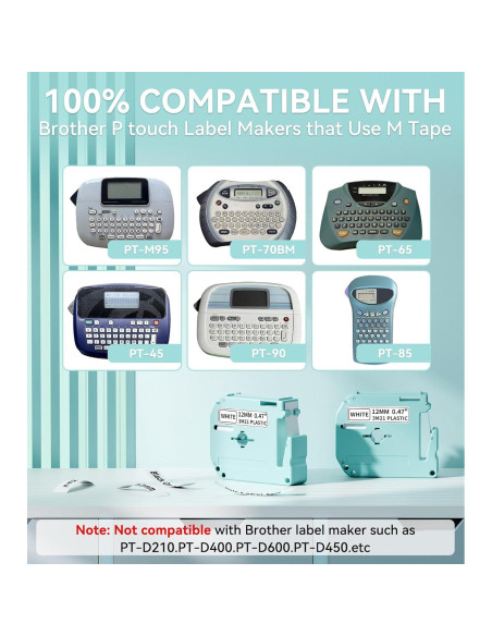 Cinta de Etiqueta Vixic M-K231 Compatible 12mm 2 Unidades