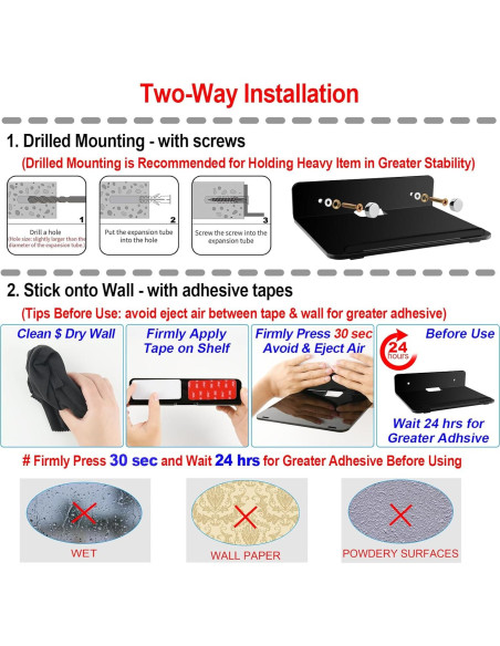 Estante Flotante Cosmos para Pared - 2 Piezas Negro 19.8x14.7cm