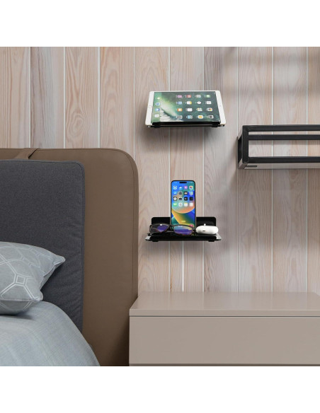 Estante Flotante Cosmos para Pared - 2 Piezas Negro 19.8x14.7cm