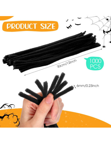 Limpiapipas Chenille Newwiee 1000 Pcs Negro 30 cm