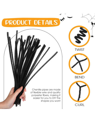 Limpiapipas Chenille Newwiee 1000 Pcs Negro 30 cm